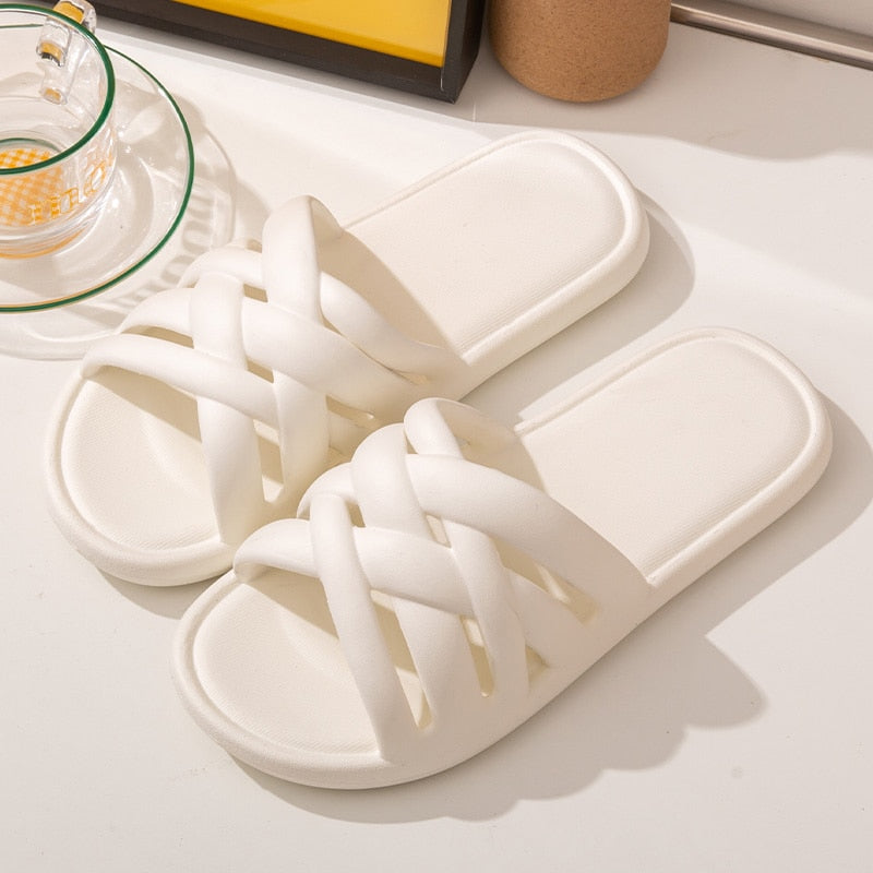 Flat Slide Sandals: Women's Flat Knitted Design Eva Slides