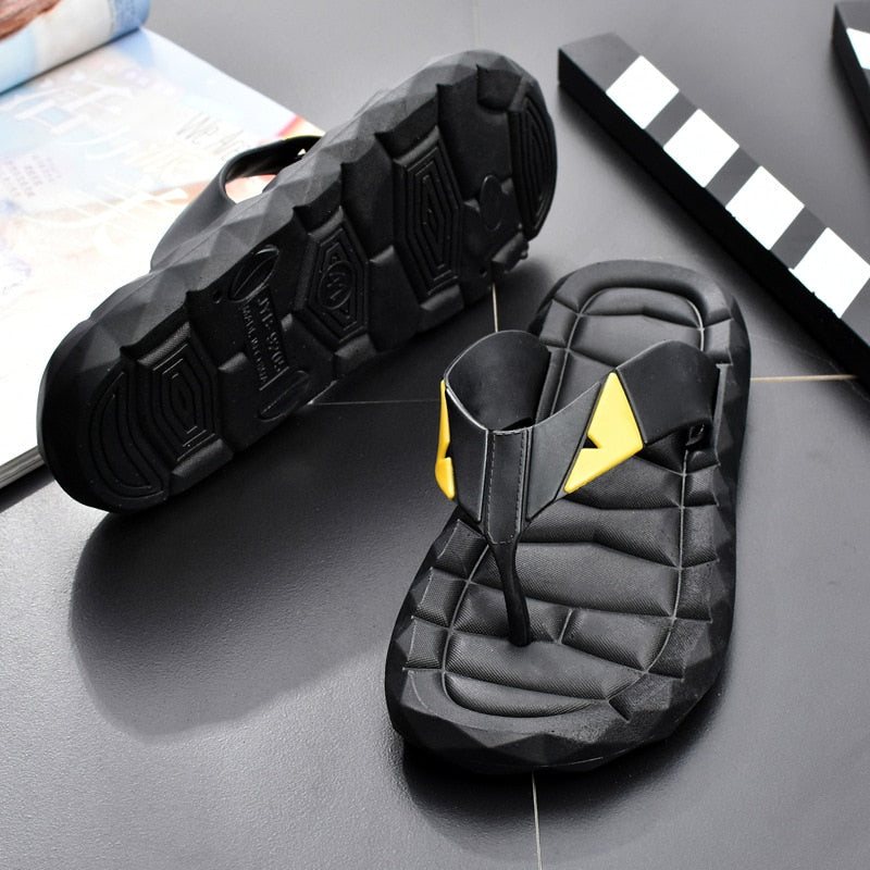 Men's Monster Black Summer Flip Flops