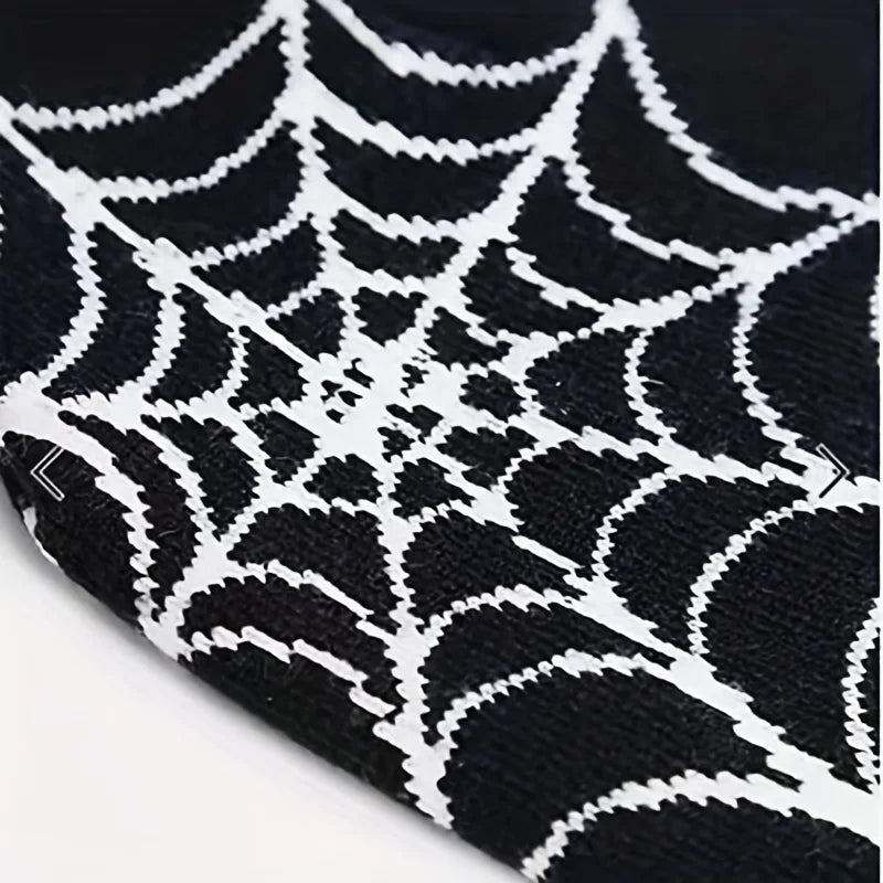 Goth Spider Web Beanies: Y2K Knitted Cap