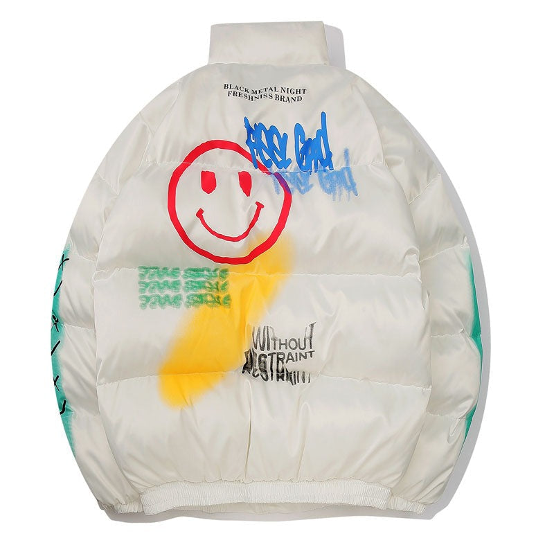 Puffer Jacket for Men - Smiley Print