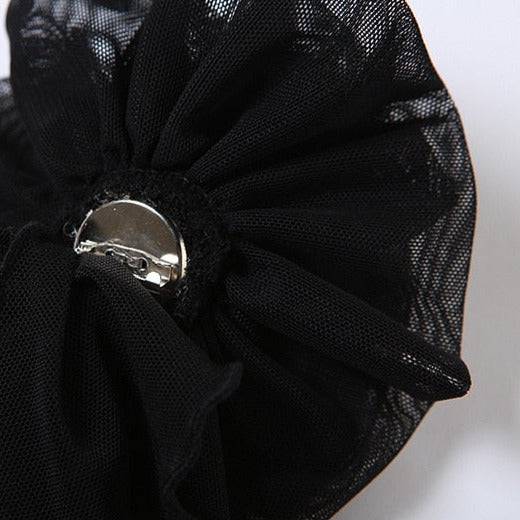 KATE MESH RUFFLE FLOWER DECORATED TOP