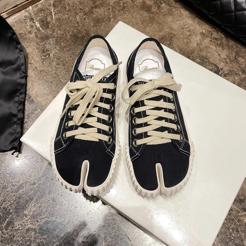 Tabi Sneakers: Split Toe Mary Janes Canvas Women's
