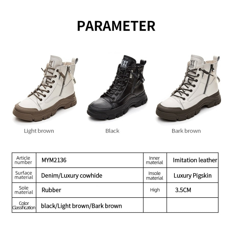 Leather Zip Ankle Booties for Women