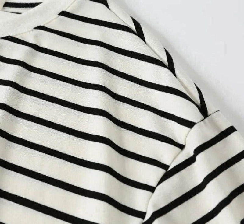 Womens Oversized Graphic Tee - Classic Striped