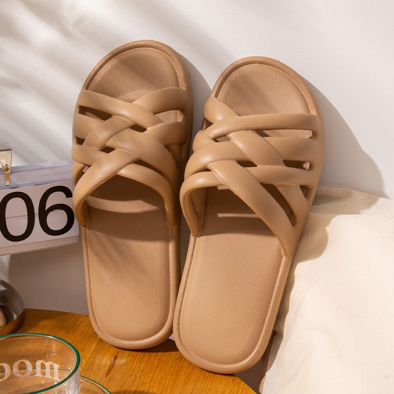 Flat Slide Sandals: Women's Flat Knitted Design Eva Slides