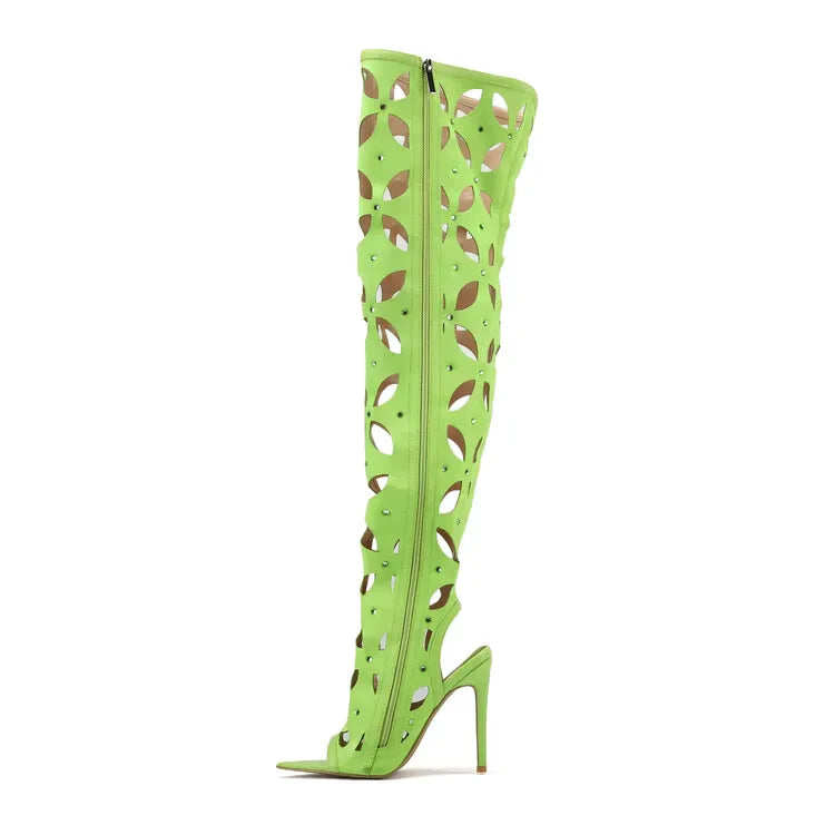 Flame Knee High Stiletto Boots