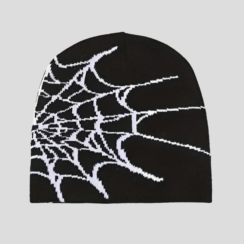 Goth Spider Web Beanies: Y2K Knitted Cap