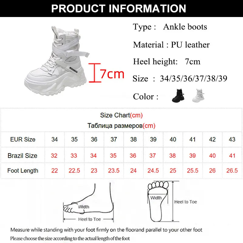 Motorcycle Lace-Up Platform Ankle Boots