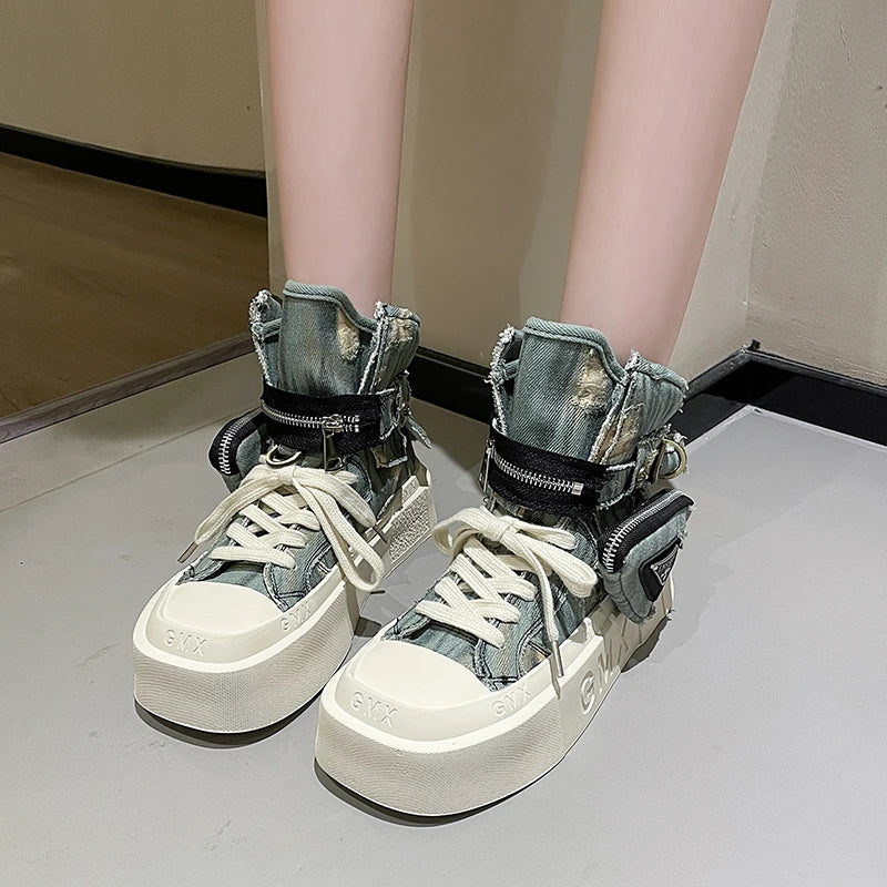 Denim Platform Boots for Women