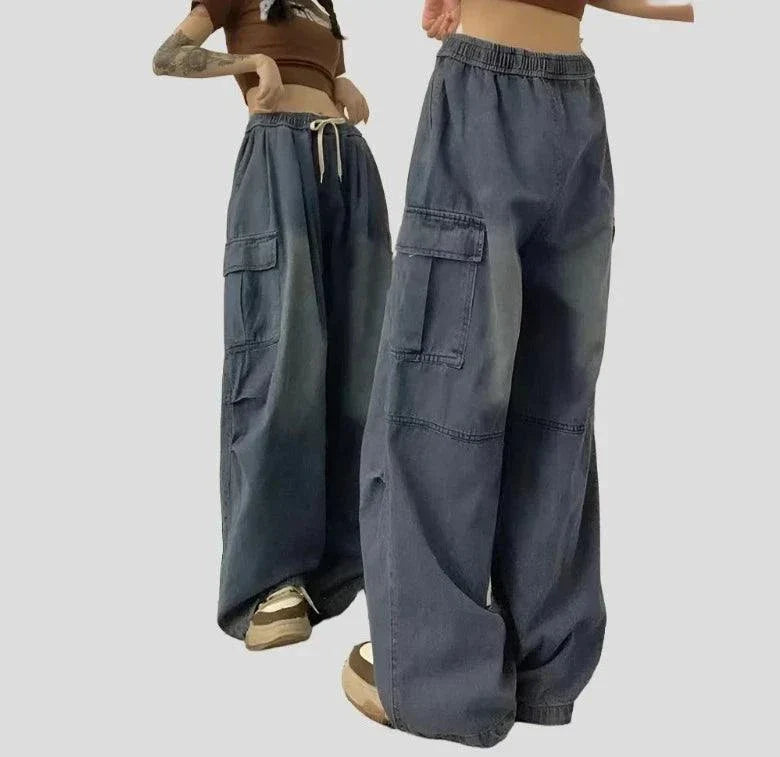 2000 Y2K: Baggy Cargo Wide Leg Pants - Grunge Streetwear for Women