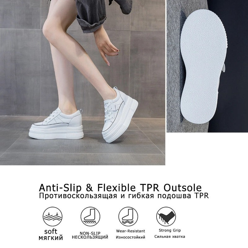 6cm Platform Wedges Leather for Women