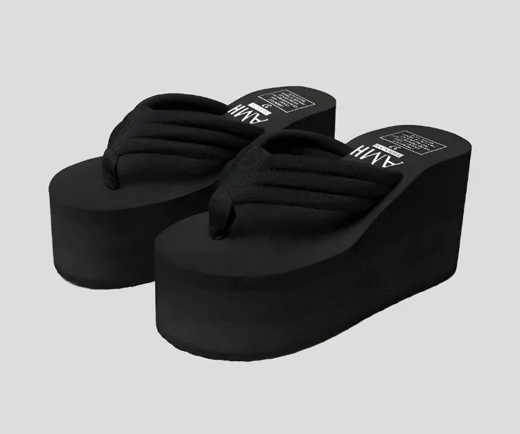 Comfy Wedge Flip Flops Black for Women: Stylish and Comfortable