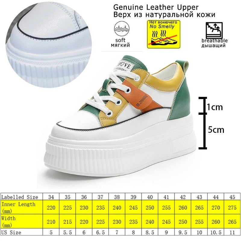 6cm Platform Wedges Leather for Women