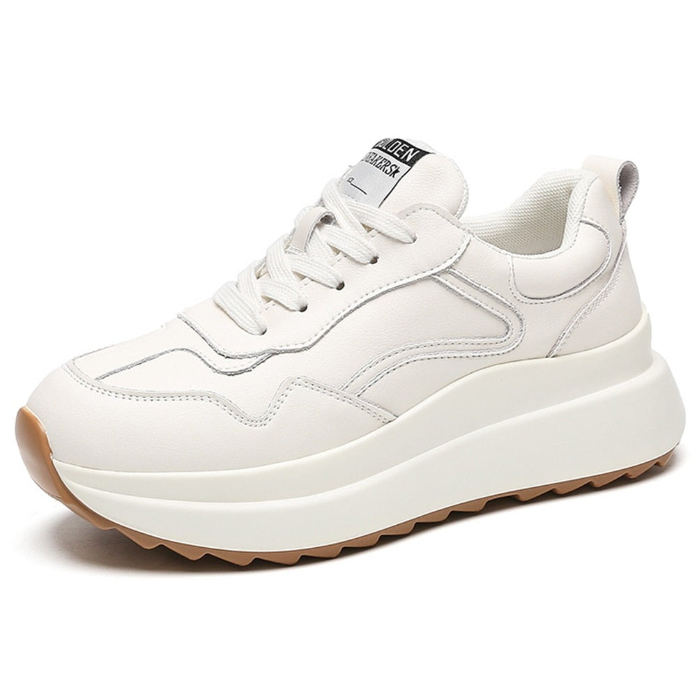 White Leather Platform Sneakers: Women's Stylish Footwear