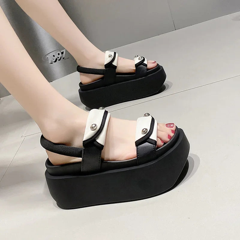 Chunky Block Heels Gladiator Sandals, 8cm for Women