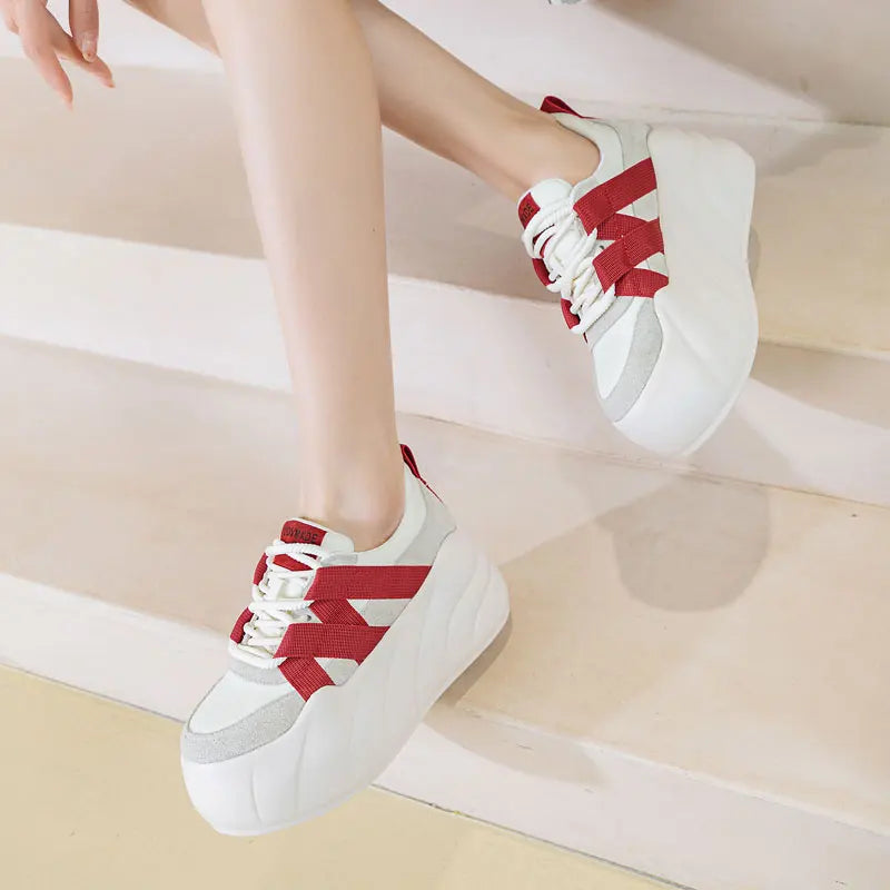 8cm Platform Loafers: Spring/Summer Trendy Lace-ups