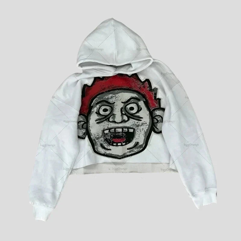 Big Head Cartoon Print - Pullover Hoodie