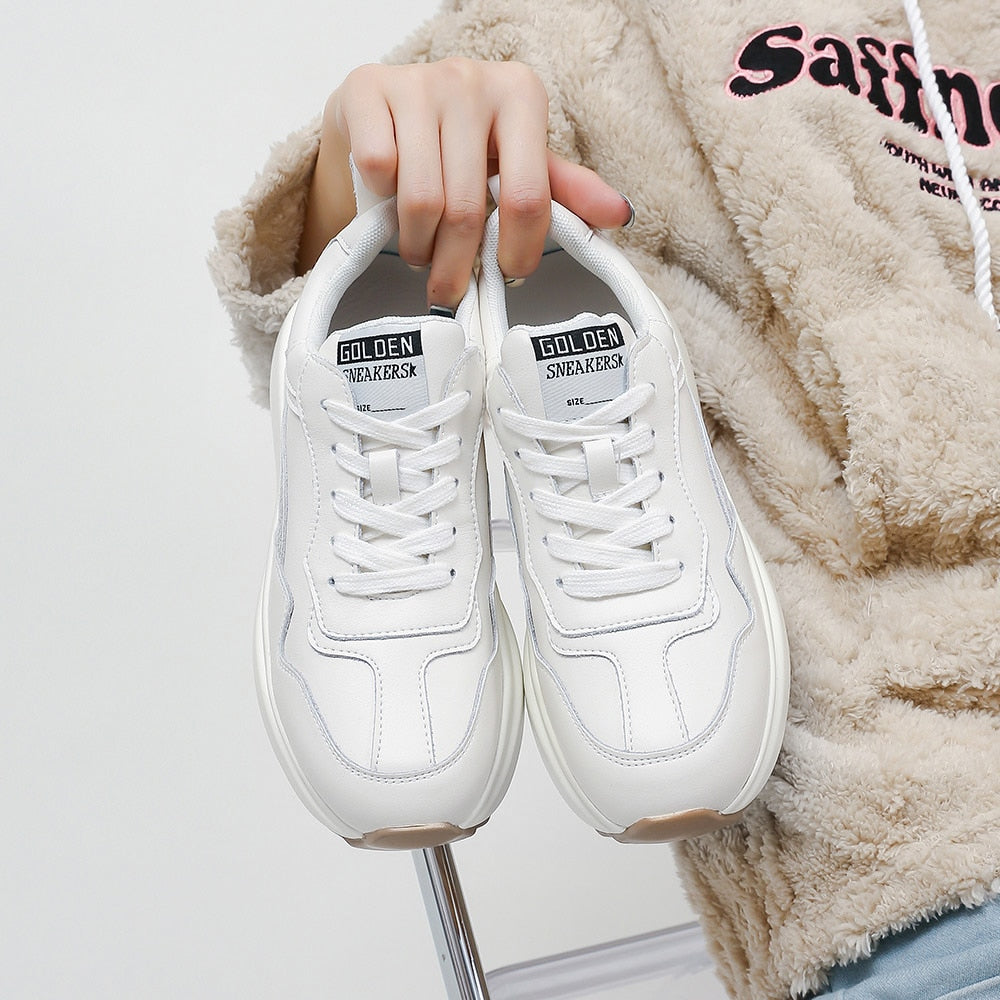 White Leather Platform Sneakers: Women's Stylish Footwear