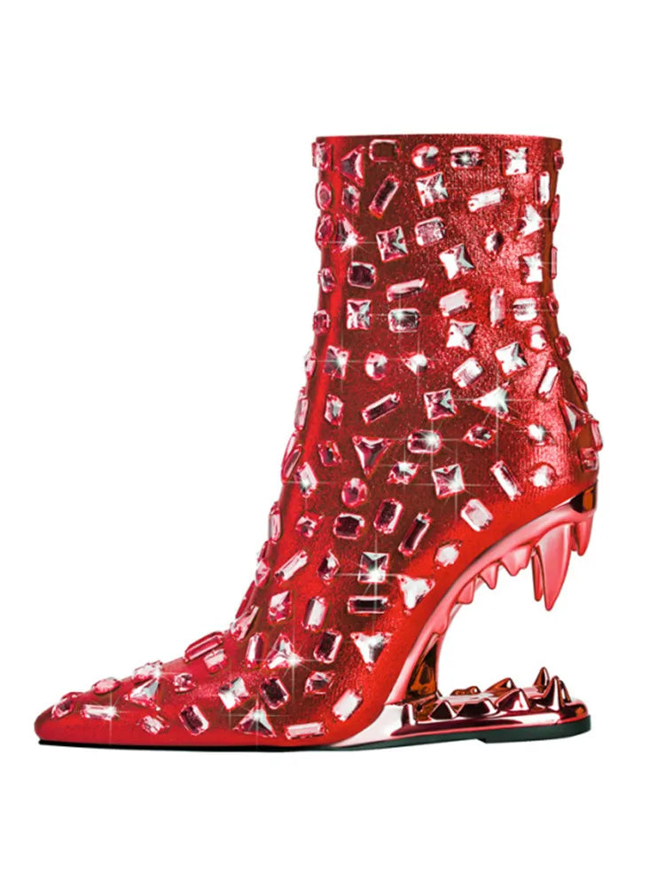 Diamond Teeth Heel Boots