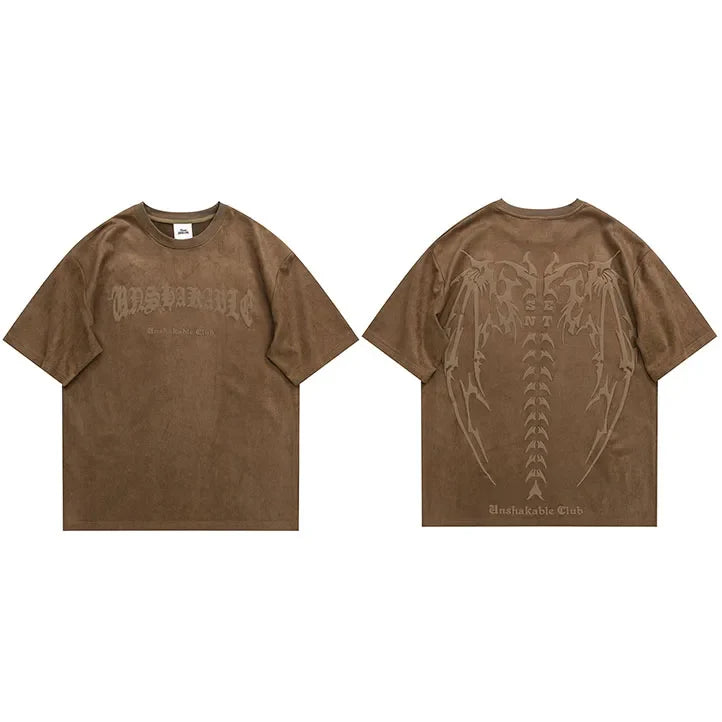 Suede Devil Wings Skeleton T Shirt