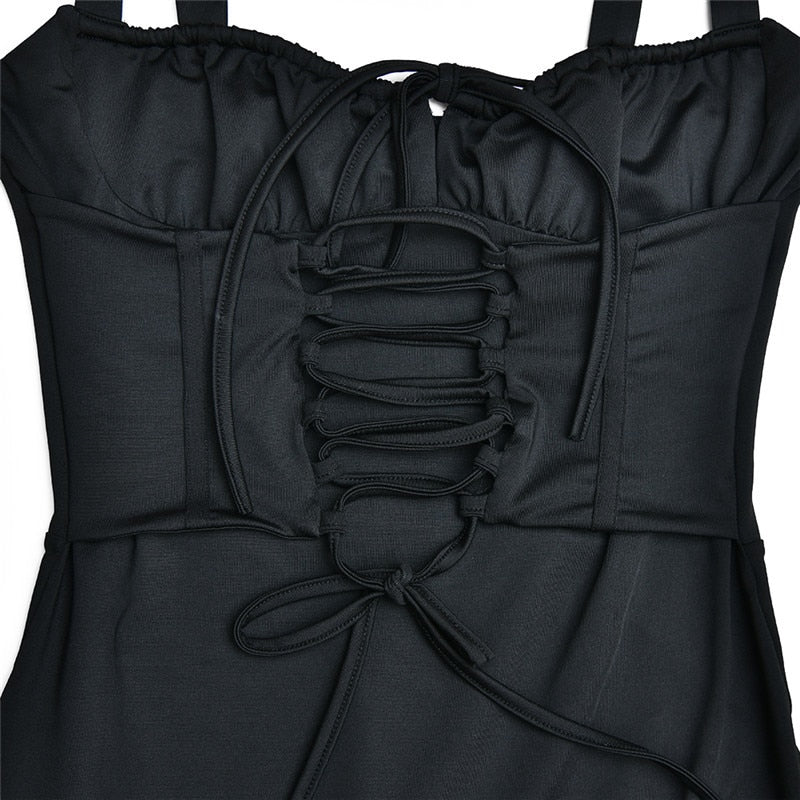 DYNA CORSET STRAPS LACE UP MIDI DRESS