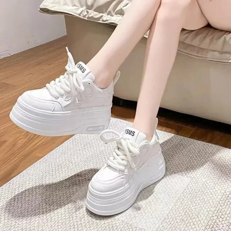 Chic White Platform Sneakers for Women: Trendy, and Stylish Footwear