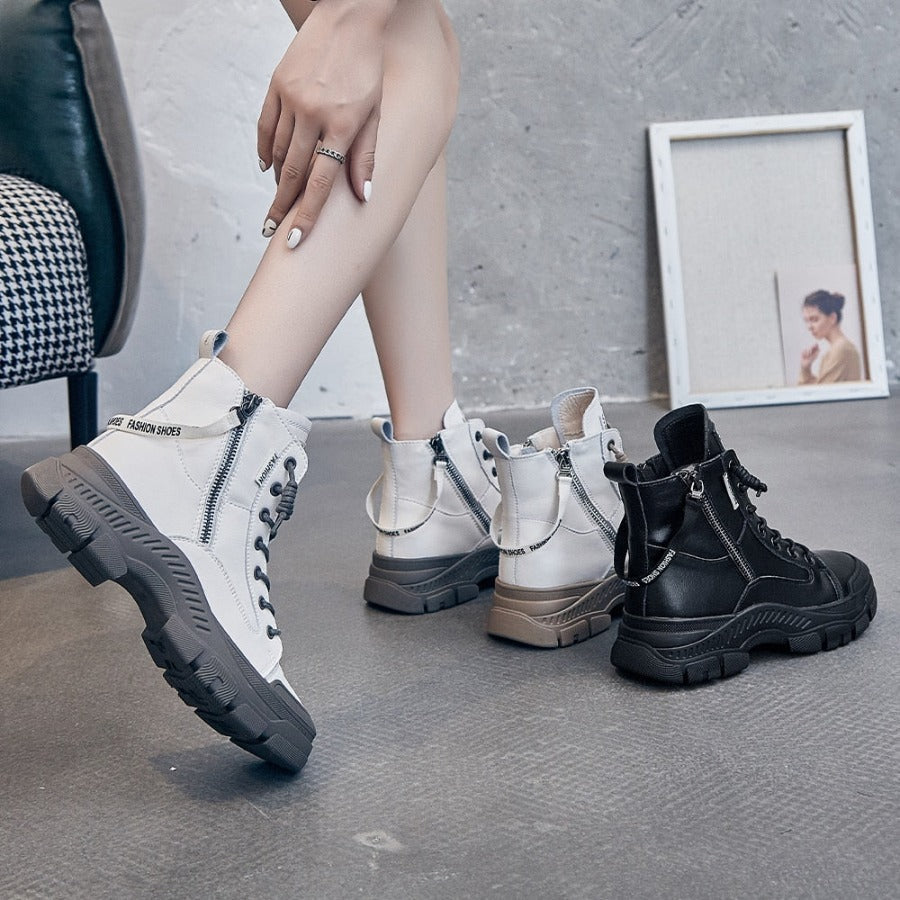 Leather Zip Ankle Booties for Women