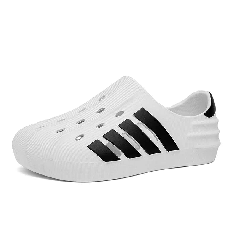 Black and White Slip on Sandals for Men