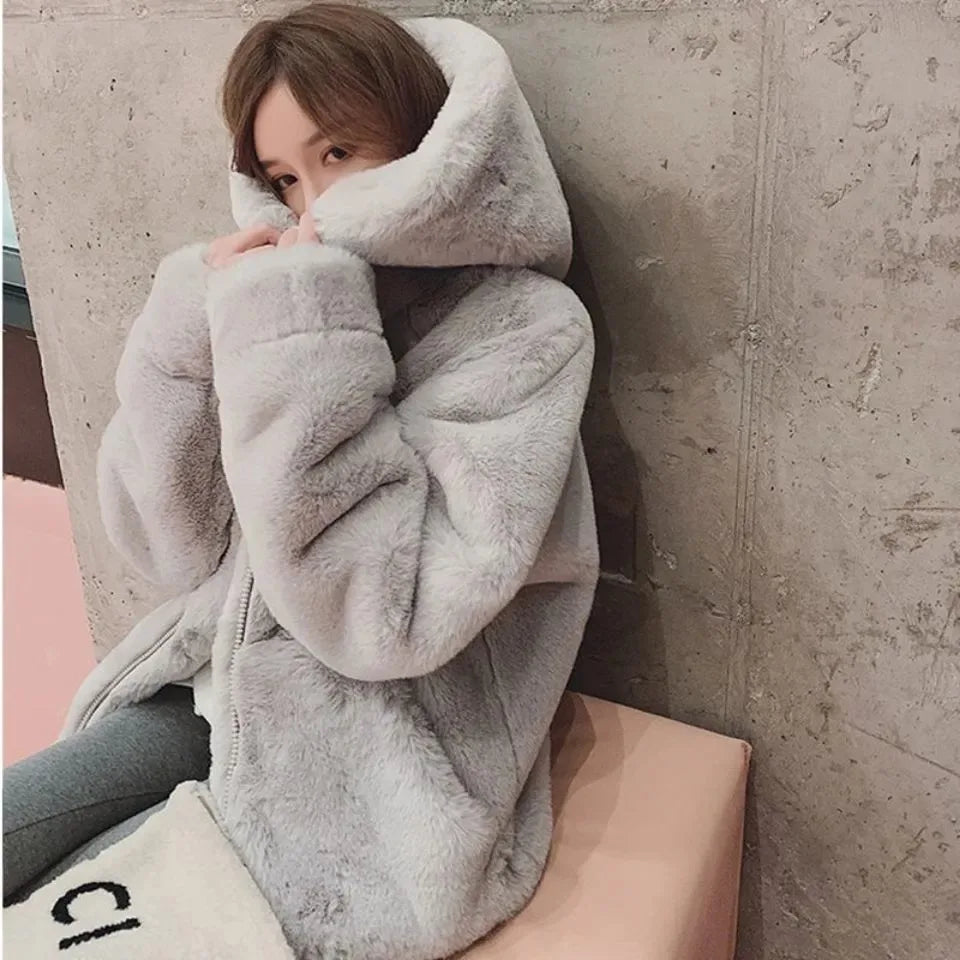 Faux Fur Hooded Winter Jacket for Women