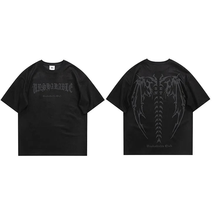 Suede Devil Wings Skeleton T Shirt