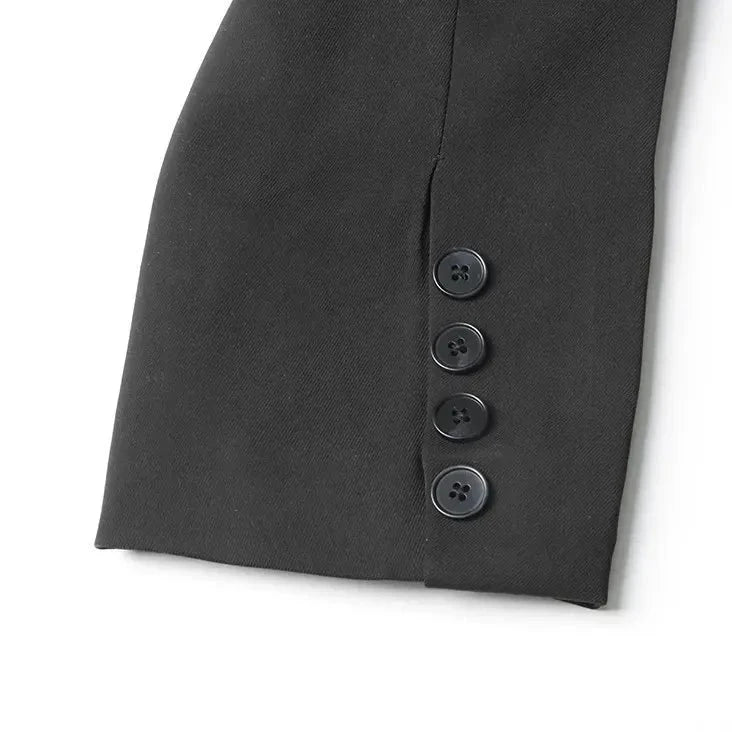BLACK STRAPPY BELTED BLAZER