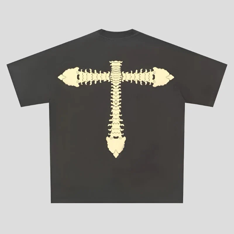 Cotton Oversized Skeleton Print T Shirt