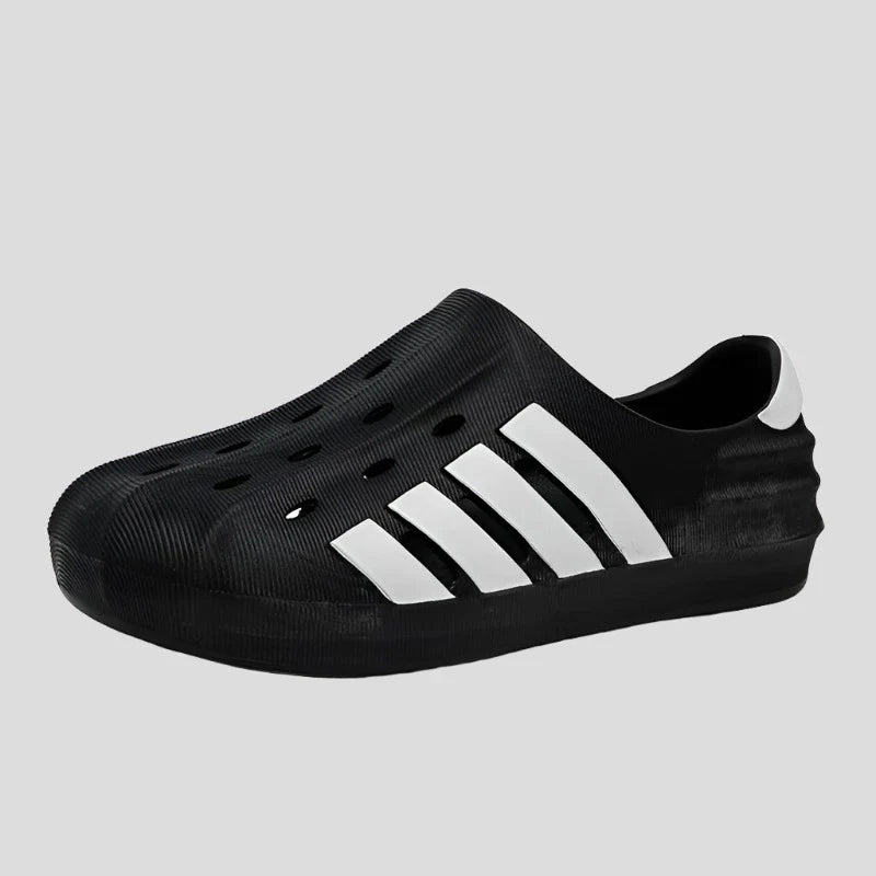Black and White Slip on Sandals for Men