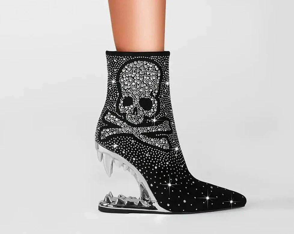 Crystal Skull Ankle Boots
