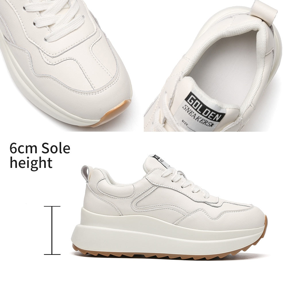 White Leather Platform Sneakers: Women's Stylish Footwear