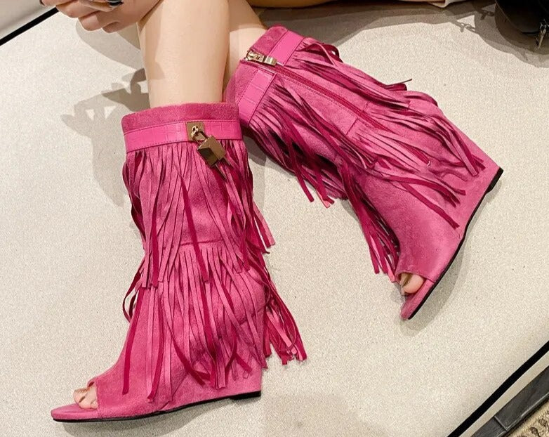 Fringe Wedges Boot Sandals