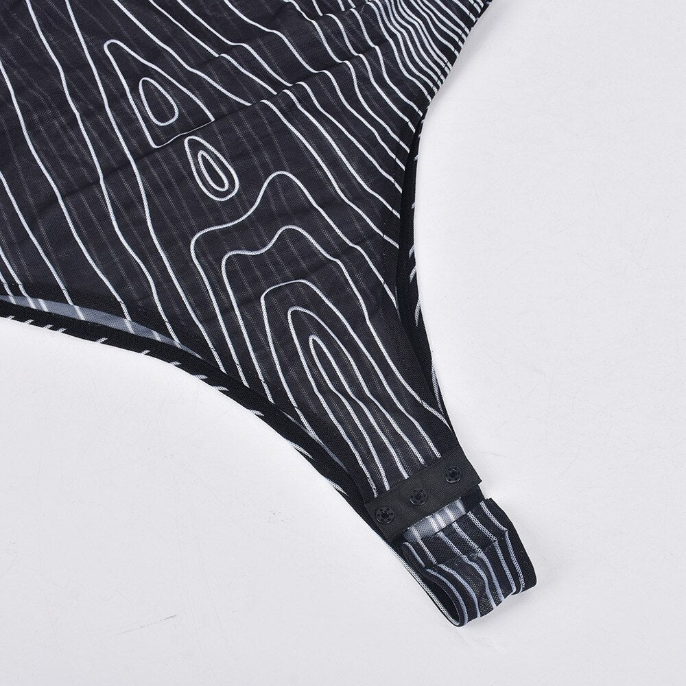 KAREN MESH PRINTED BODYSUIT