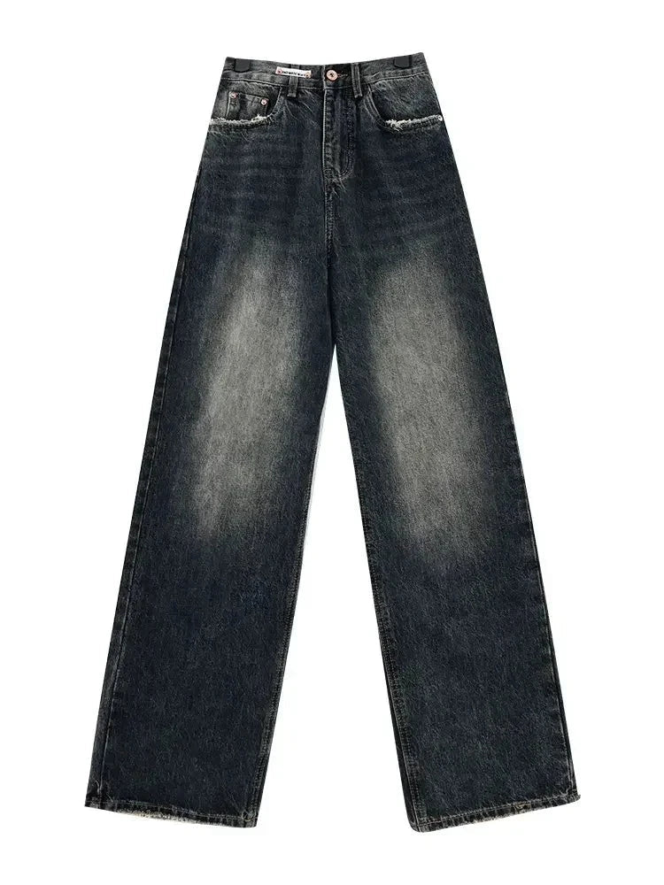 High Waist Wide Leg Denim Trousers for Women