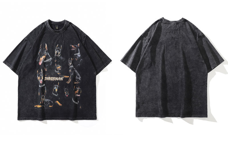 Distressed Doberman Graphic Tee for Men