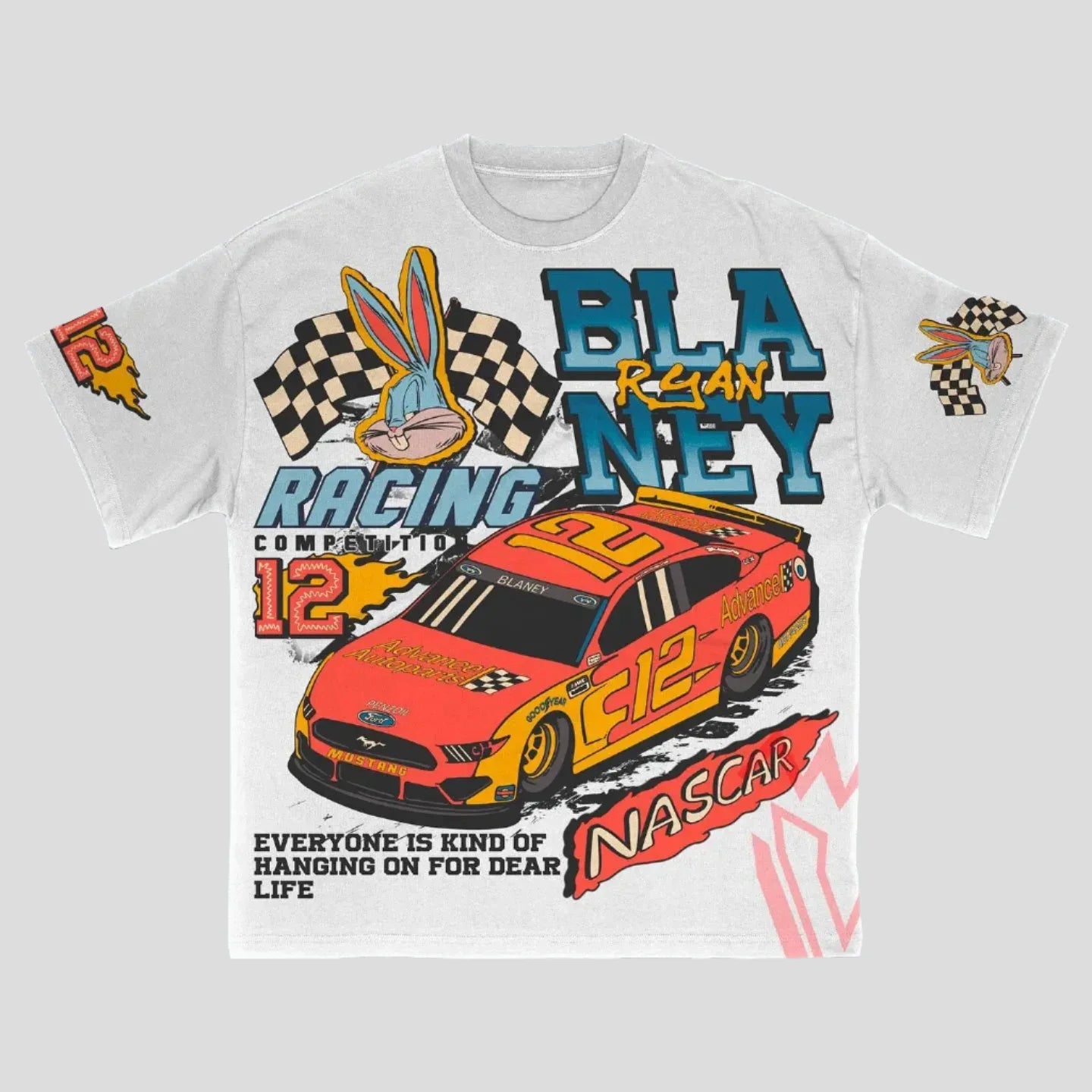 Ryan Blaney 12 Race Car Driver Oversized Cotton T Shirt