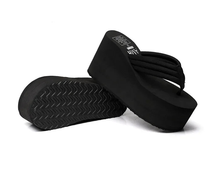 Comfy Wedge Flip Flops Black for Women: Stylish and Comfortable