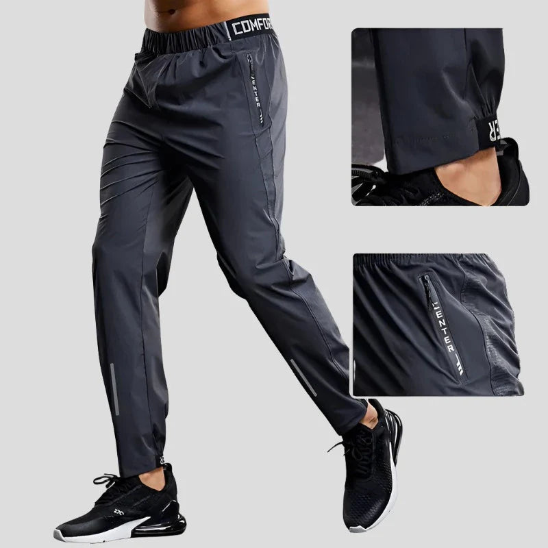 Men's Quick Dry Sports Workout Leggings with Zipper Pockets