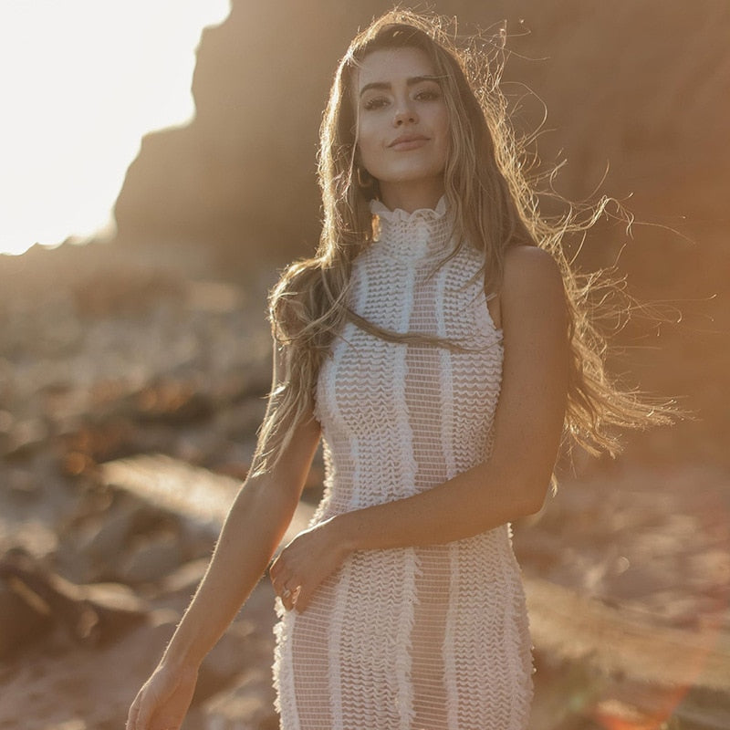 TOMOE SLEEVELESS MESH MINI DRESS