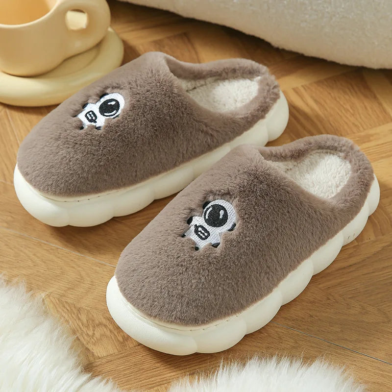 Winter Warm Cotton Slippers: Soft Indoor Non-Slip Slides for Men