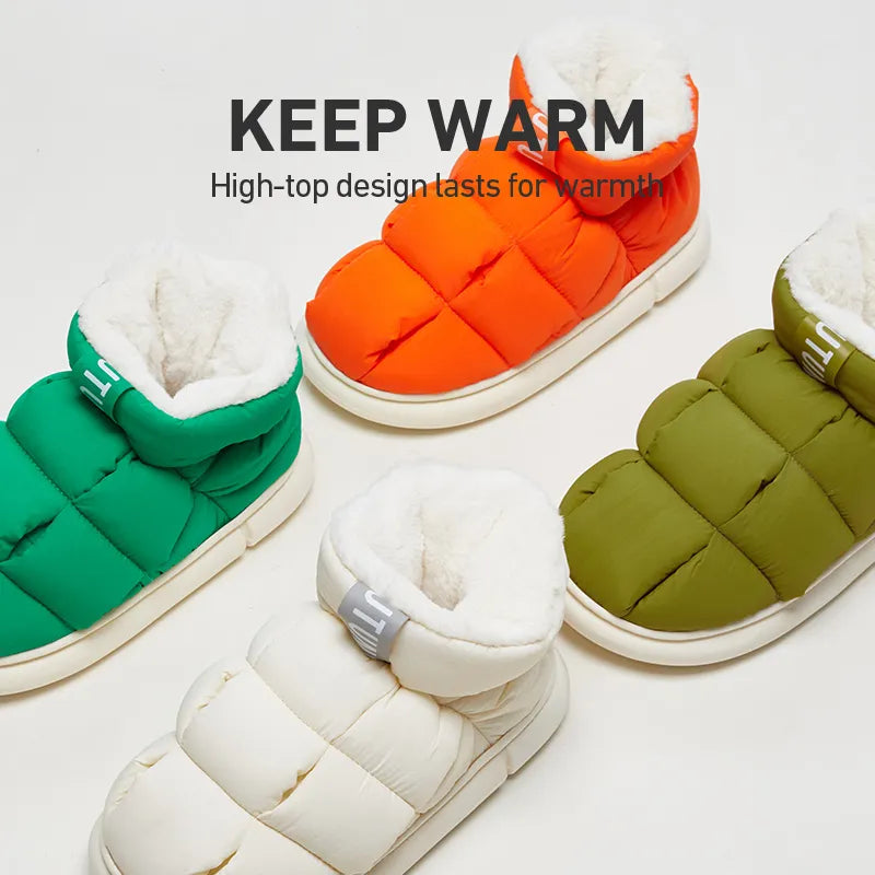 High Top Unisex Ankle Slippers - Warm Plush, Anti-slip
