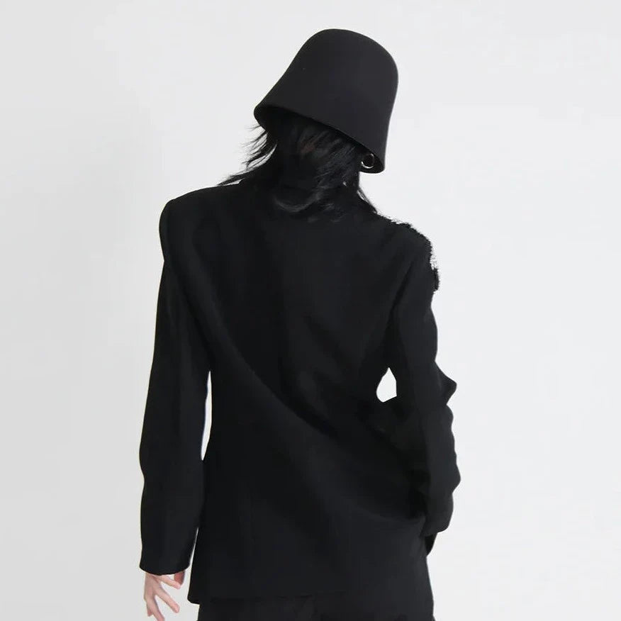 BLACK BLAZER with RHINESTONE FLOWER