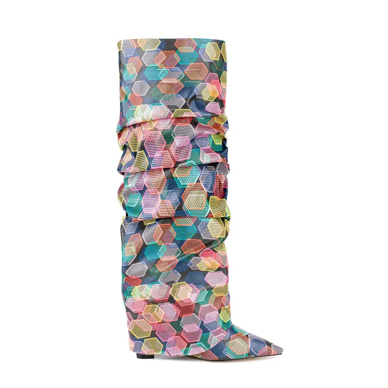 Mixed Colors Women's Knee High Boots