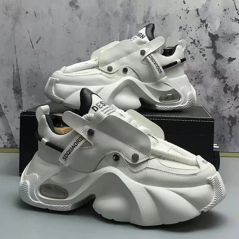Microfiber Leather Upper Increased Platform Stylish Sneakers