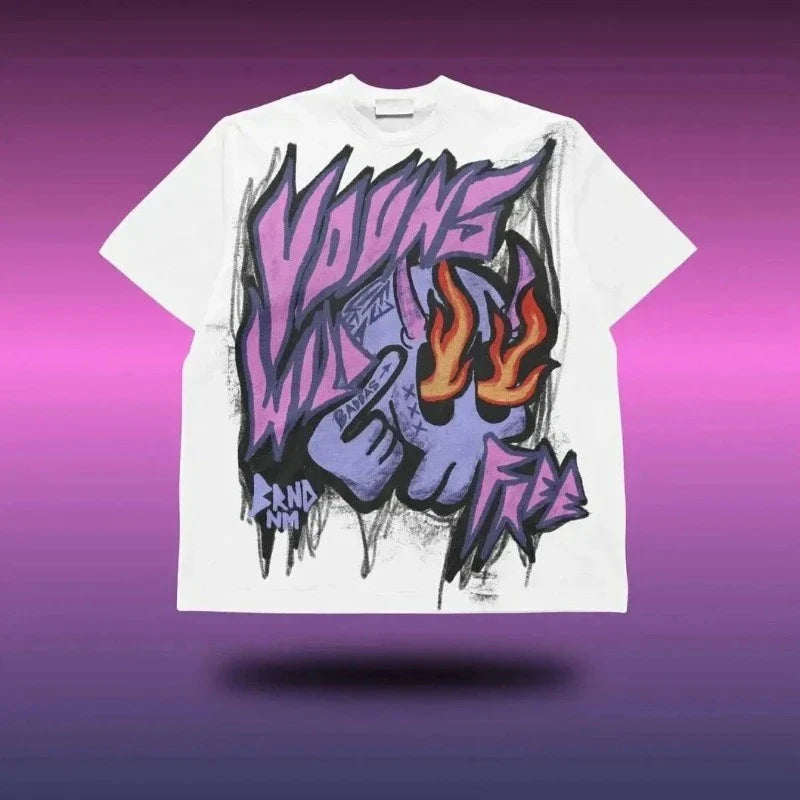 Graphic Print Tops - Oversized Unisex Vintage Clothes