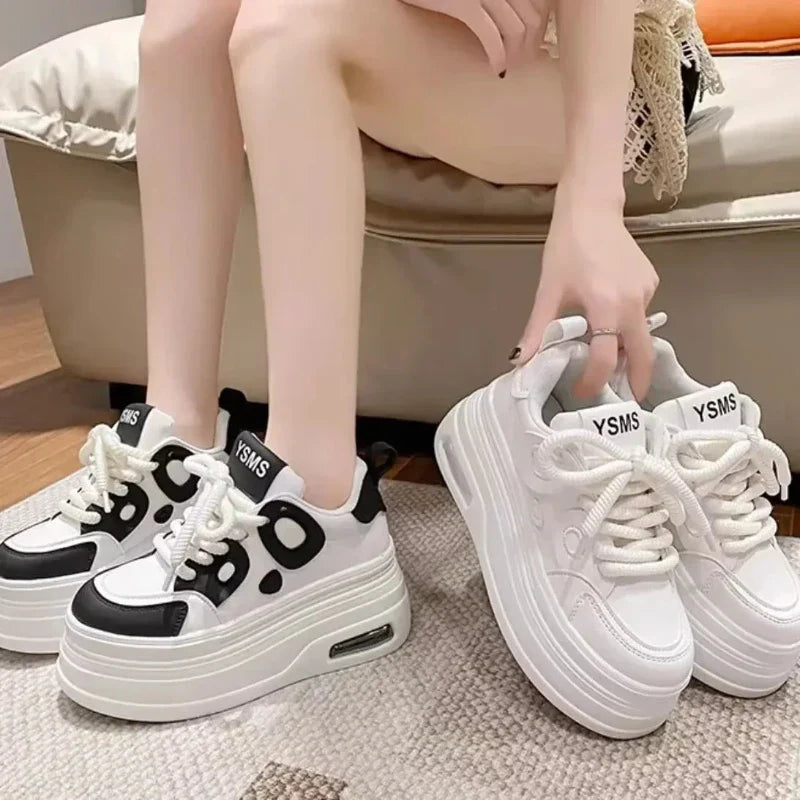 Chic White Platform Sneakers for Women: Trendy, and Stylish Footwear
